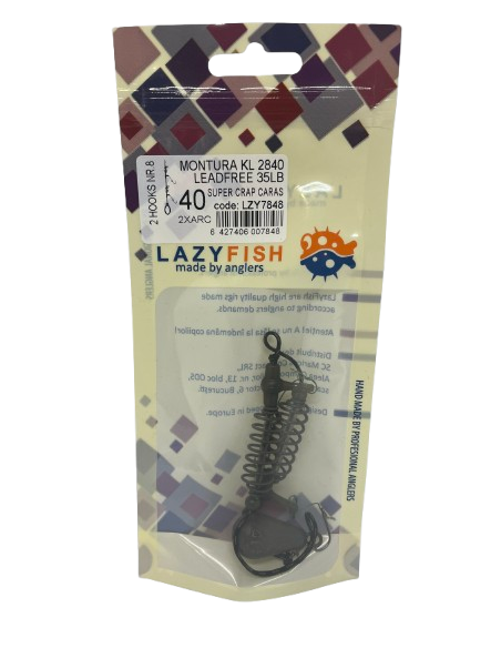 Montură pescuit crap/caras 2×arc 40g cu 2 cârlige Nr.8 – Lazy Fish KL2840 Super