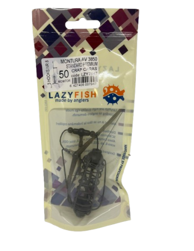 Montură pescuit crap/caras cu momitor 50g cu 3 cârlige Nr.8 – Lazy Fish AV3850