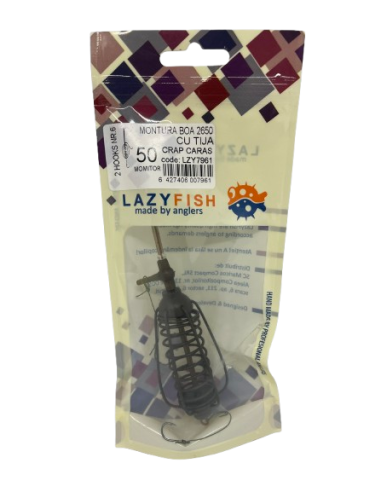 Montură pescuit crap/caras cu momitor și tijă 50g cu 2 cârlige Nr.6 – Lazy Fish BOA2650
