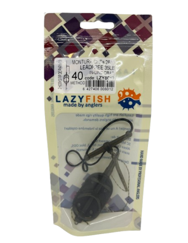 Montură pescuit crap Method in-line 40g cu 2 cârlige Nr.8 – Lazy Fish CHFA2840