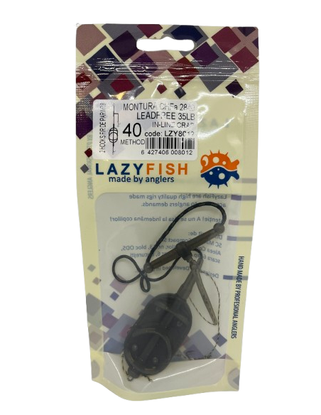 Montură pescuit crap Method in-line 40g cu 2 cârlige Nr.8 – Lazy Fish CHFA2840