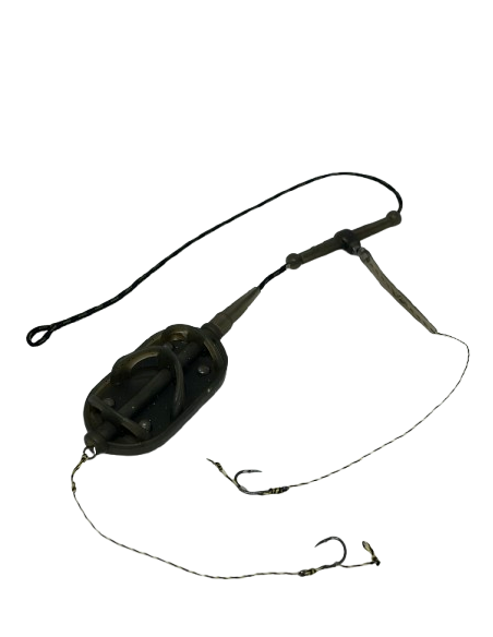 Montură pescuit crap Method in-line 40g cu 2 cârlige Nr.8 – Lazy Fish CHFA2840